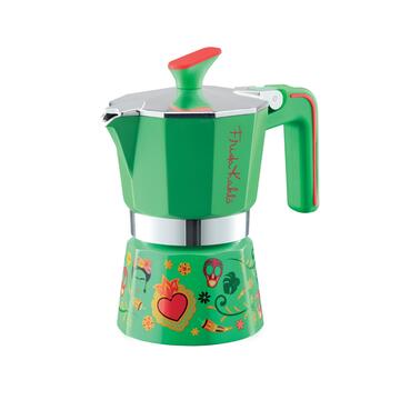 Caffettiera Verde Frida Kahlo 2 Tazzine di Caffè, Moka di Design Italiano
