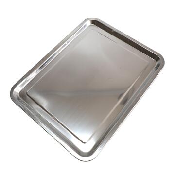 Vassoio Rettangolare in Acciaio Inox 31x21 cm da Servizio con Bordi Rialzati