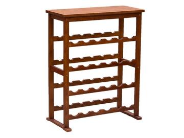 Carrello cantinetta porta bottiglie, 24 pz, legno noce, 73x36x91