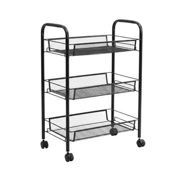 Carrello da Cucina Perion 45x27 h64 cm con 3 Ripiani Portaoggetti - Colori Assortiti Bianco/Nero