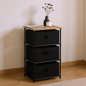 Cassettiera Tanny - Mobiletto 3 Cassetti in Tessuto non Tessuto - 40x30 h68 cm - per Ingresso, Soggiorno, Camera da Letto, Corridoio