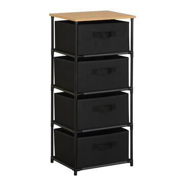 Cassettiera Tanny - Mobiletto 4 Cassetti in Tessuto non Tessuto - 40x30 h89 cm - per Ingresso, Soggiorno, Camera da Letto, Corridoio