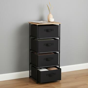 Cassettiera Tanny - Mobiletto 4 Cassetti in Tessuto non Tessuto - 40x30 h89 cm - per Ingresso, Soggiorno, Camera da Letto, Corridoio