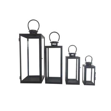 Set 4 Lanterne Metallo/Vetro Nero Diverse Misure per Candele Marino fa Mercato