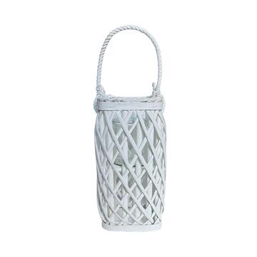 Lanterna in Vimini Bianca 14x14 h30 cm - con Manico...