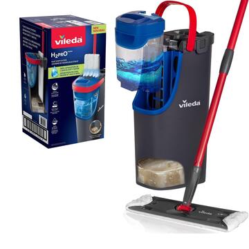 Vileda H2PrO Flat Mop, Sistema Lavapavimenti a Piastra...