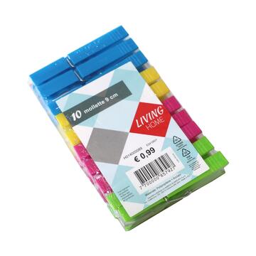 Confezione 10 Mollette per Bucato da 9 cm in Plastica...