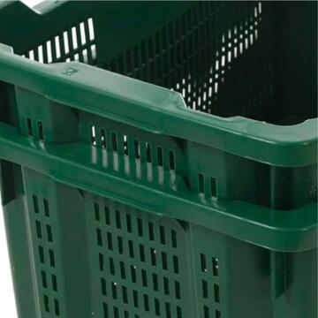 Cassetta Agricola Impilabile Semichiusa Rettangolare per Olive 40 lt - in Plastica Verde con Fondo Chiuso