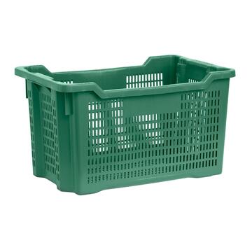 Cassetta Agricola Impilabile Aperta Rettangolare per Olive 40 lt - in Plastica Verde con Fondo Chiuso Marino Fa Mercato