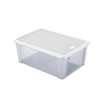 Scatola Contenitore Elegance Box L 36x25 h14 cm in Plastica Trasparente - Cambio Stagione, Riponimento