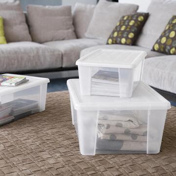Scatola Contenitore Elegance Box XL High 39x29 h24 cm in Plastica Trasparente - Cambio Stagione, Riponimento