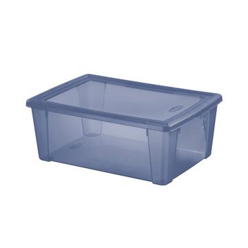 Scatola Contenitore Visual Box M 32x19 h11 cm in Plastica Blu - Cambio Stagione, Riponimento