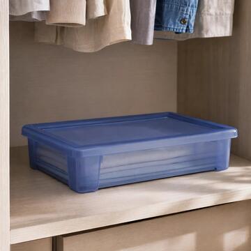 Scatola Contenitore Visual Box M 32x19 h11 cm in Plastica Blu - Cambio Stagione, Riponimento