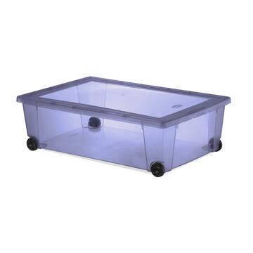 Scatola Rollbox Multiuso con Ruote 59x39 h18 cm in Plastica Blu - Cambio Stagione, Riponimento