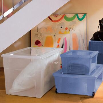 Scatola Rollbox Multiuso con Ruote 59x39 h18 cm in Plastica Blu - Cambio Stagione, Riponimento
