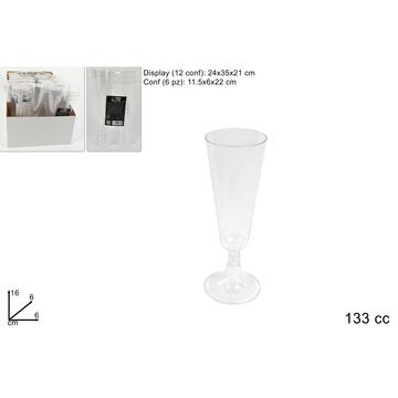 Flute in plastica, trasparenti. Confezione da 6 pezzi.