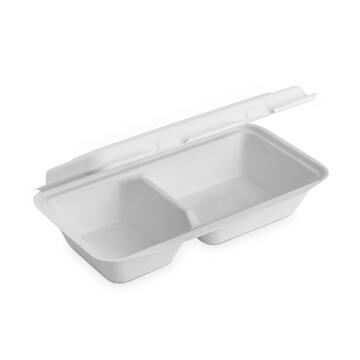 Confezione 50 pz Contenitore 2 Scomparti 800cc - Biodegradabile - per Asporto - Primo, Contorno, Secondo, Insalata