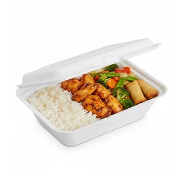 Confezione 50 pz Contenitore Vaschetta 1 Scomparto 800cc - Biodegradabile - per Asporto - Primo, Contorno, Secondo, Insalata