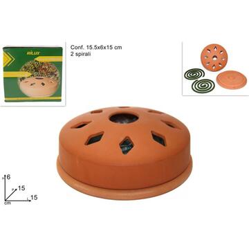 Coccio Porta Zampirone in Terracotta 15 cm + 2 Spirali incluse