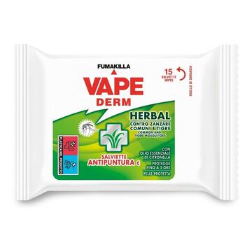 Vape Derm Herbal salviette repellenti antizanzare 15pz