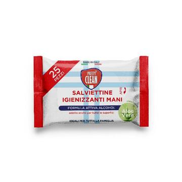 25 salviettine igienizzanti mani con aloe vera