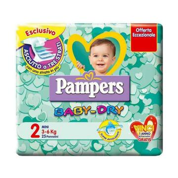 Pampers Pannolini Baby Dry taglia 2 mini 3-6 kg 24...