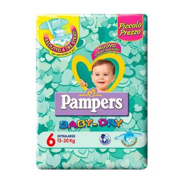 Pampers Pannolini Baby Dry taglia 6 extralarge 15-30 kg 15 pz Marino fa Mercato