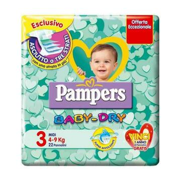 Pampers Pannolini Baby Dry taglia 3 midi 4-9 kg 21...