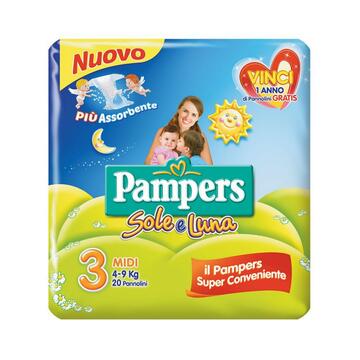 Pannolini Pampers sole e luna medi 20 pezzi