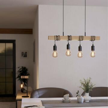 Lampada a sospensione Townshend in legno con 4 lampadine stile industriale - Eglo