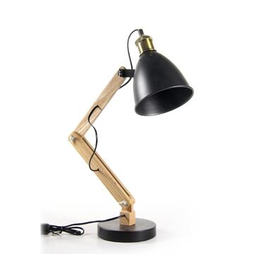 Lampada Nera con braccio regolabile in legno 30x15x55 cm