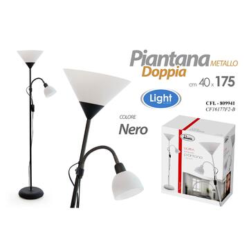 Lampada da terra Piantana doppia in metallo nero 40x175