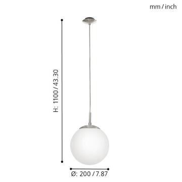Lampada Rondo 20 cm sospensione in acciaio e vetro opale Bianco