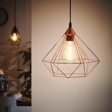 Lampada Tarbes 32,5 cm a sospensione in acciaio color rame