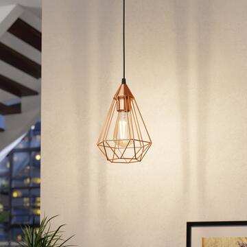 Lampada Tarbes 17,5 cm a sospensione in acciaio color rame