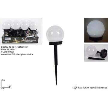 Lampada solare led bianco tondo crepuscolare 35x10