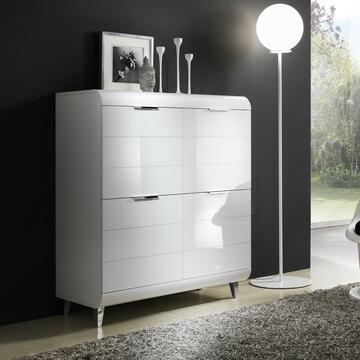 Credenza moderna Vega con 4 ante, bianco lucido