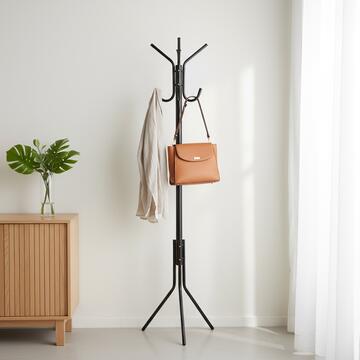 Attaccapanni da Ingresso in Metallo Verniciato h 170 cm - Nero