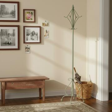 Attaccapanni da Ingresso Task in Metallo Verniciato Verde Chiaro -  26x26 h178 cm - per Ingresso, Zona Giorno, Ufficio