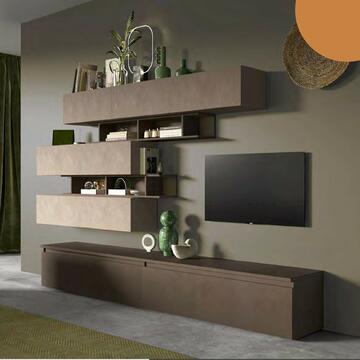 Parete attrezzata TV Infinity design soggiorno in argilla/bronzo