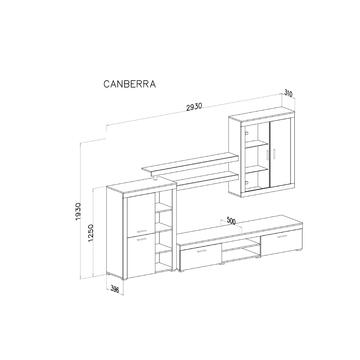 Parete soggiorno attrezzata Canberra bianco / marrone 290xh200x50