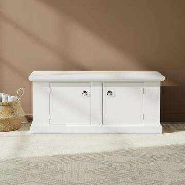 Cassapanca multifunzione in legno bianco, 2 ante, 120x46x49 - Marino fa Mercato