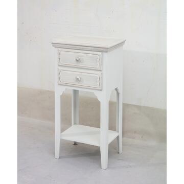 Comodino alto Calton in legno bianco con 2 cassetti  37x26,5x69