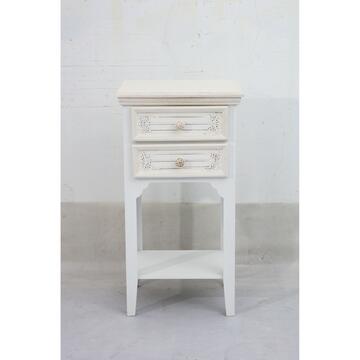 Comodino alto Vivian in legno bianco e 2 cassetti 37x26,5x69 Marino fa Mercato