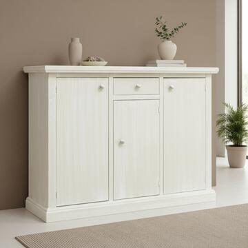 Credenza Classica 3 Ante + 1 Cassetto Seta Decapè - Arte Povera - 120x40 h88 cm - per Soggiorno, Ingresso, Open Space - Made in Italy