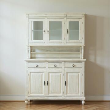 Vetrina 6 ante + 3 cassetti Napoletana Bianco decapé