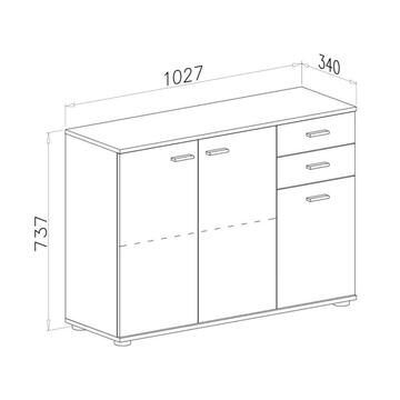 Madia Moderna Oslo 3 Ante + 2 Cassetti, 103x34 h 74cm,... - Marino fa Mercato