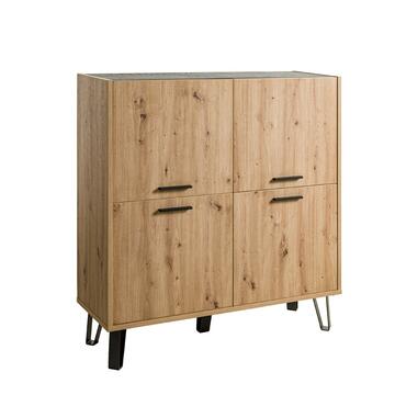 Madia Vitruvia stile industriale con finitura in legno e 4 ante H125