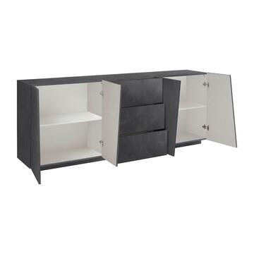 Credenza Moderna Vega 4 Ante + 3 Cassetti Grigio Ardesia 220x86x43cm