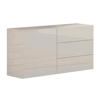 Credenza Moderna Metis 1 Ante + 3 Cassetti Bianco Lucido 110x60,5x40cm